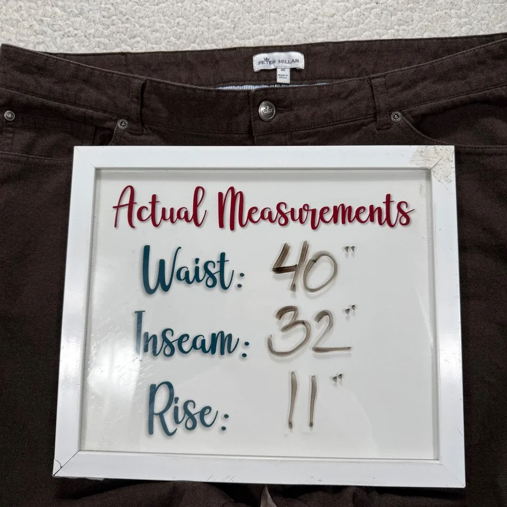 Peter Millar Straight 5-Pocket‎ Pants Mens 40x32 Brown Luxury Preppy Business